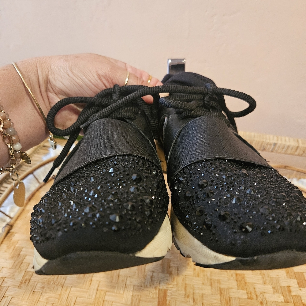 Carvela Lament Blingy Black Tennis Shoes - Picture 3 of 13